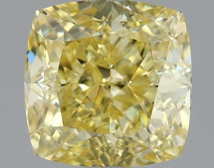 Loose Diamond - CUSHION MODIFIED 1.5ct Fancy Intense Yellow VS1: Loose Diamond - CUSHION MODIFIED 1.5ct Fancy Intense Yellow VS1 Source: This is a real non-mined Diamond that has been grown in a lab Shape: CUSHION MODIFIED Carats: 1.5 Color: Fancy Intense Yellow Ce