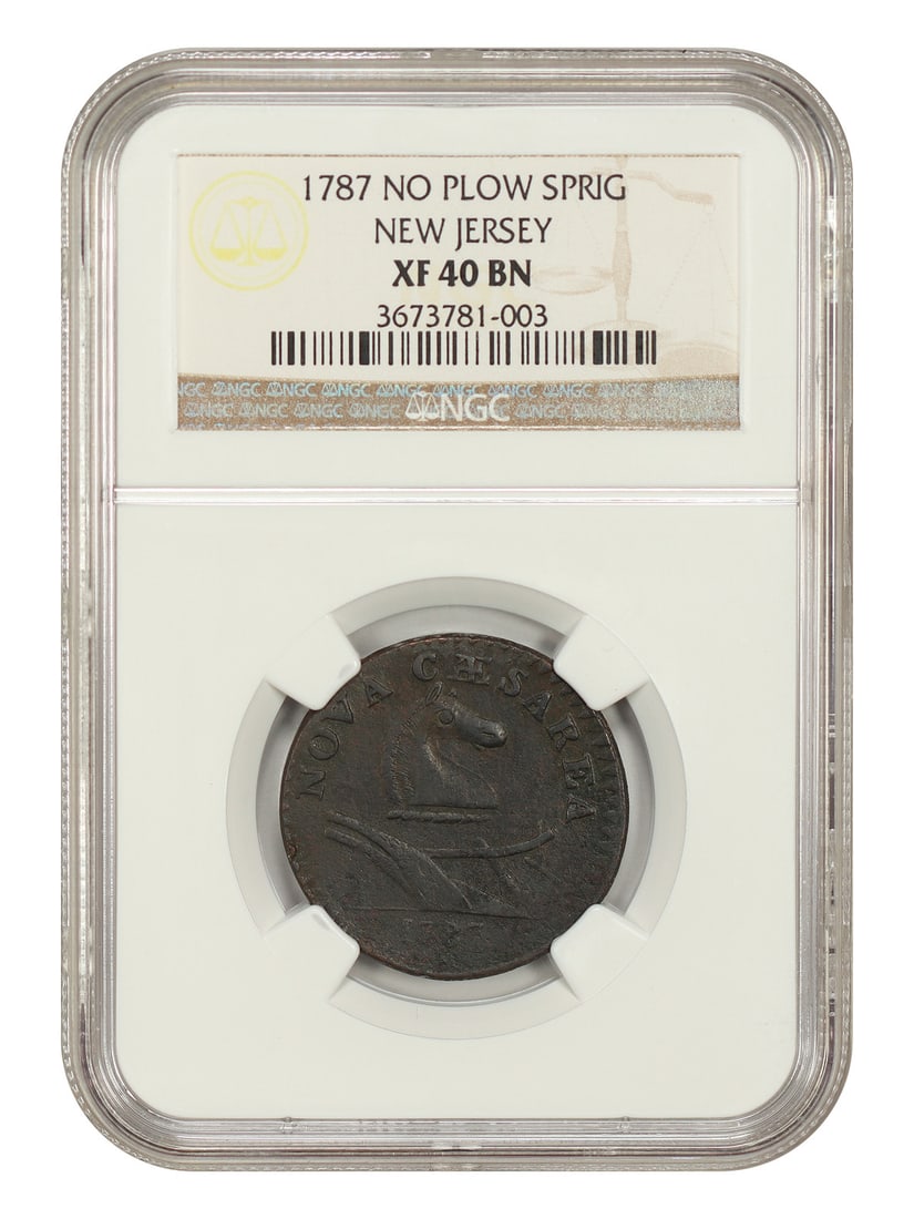 1787 New Jersey Colonial Copper NGC XF40 No Plow Sprig (1 of 4)
