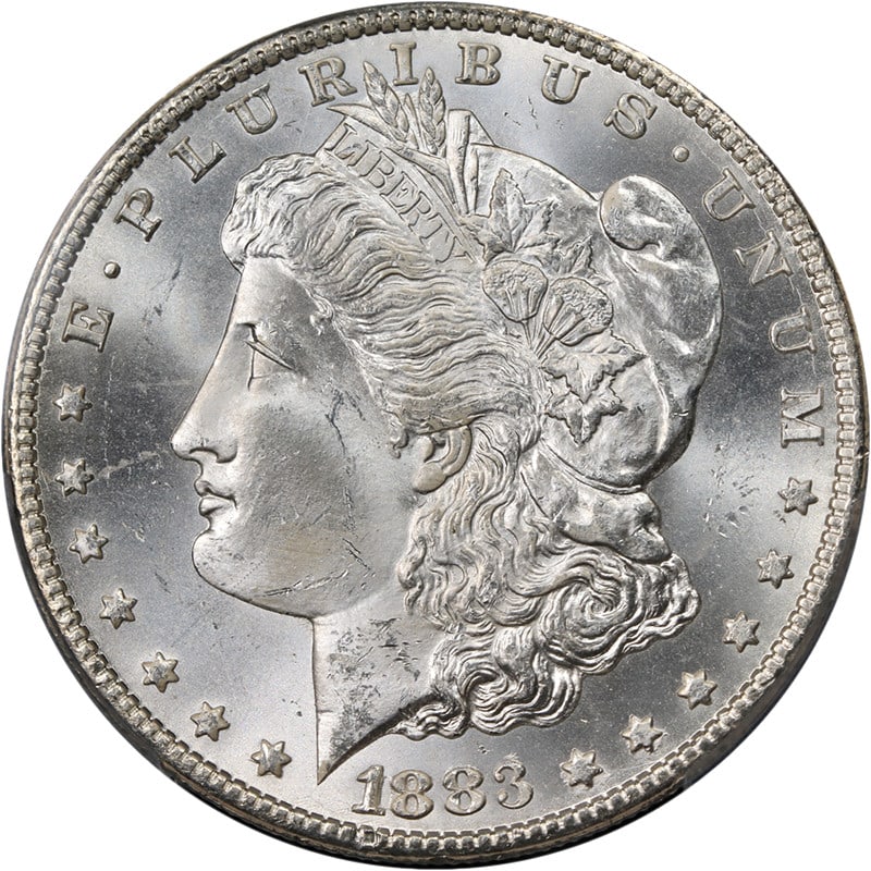 PCGS MS64 1883-CC Morgan Silver Dollar Blast White Uncirculated: PCGS MS64 1883-CC Morgan Silver Dollar Blast White Uncirculated This 1883-CC Morgan Silver Dollar is graded PCGS MS64 and described as blast white with superb eye appeal. It is an uncirculated silver 