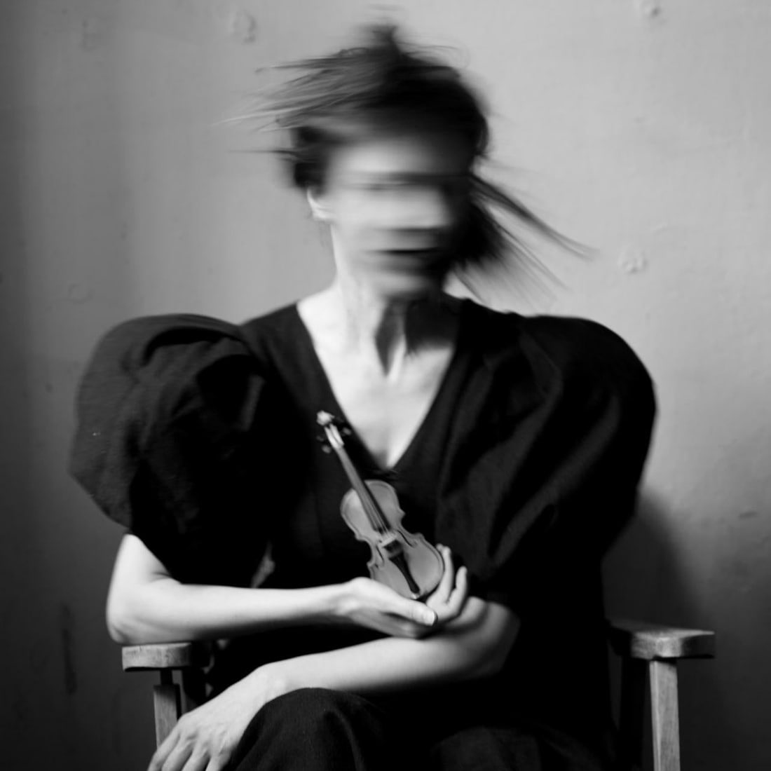 Olha Stepanian Surrealist Black and White Photograph 31 x 31 in Signed Edition 1 of 7: Olha Stepanian Surrealist Black and White Photograph 31 x 31 in Signed Edition 1 of 7 "Little Violin" is a black and white surrealist photograph by Olha Stepanian, created in 2019 and printed on Epson
