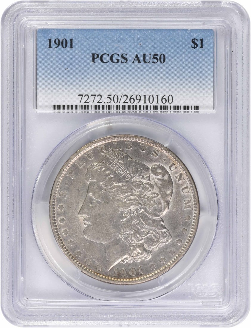 PCGS AU50 1901 Morgan Dollar Philadelphia Mint 90 Percent Silver (1 of 2)