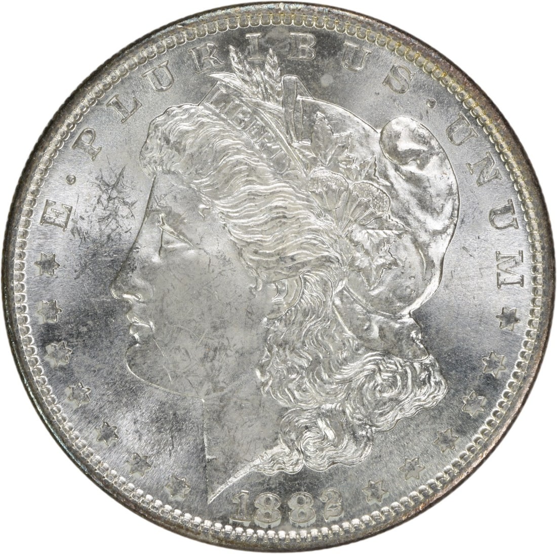 Choice BU 1882 San Francisco Morgan Dollar Uncirculated Silver Coin Uncertified: Choice BU 1882 San Francisco Morgan Dollar Uncirculated Silver Coin Uncertified This is an 1882-S Morgan Silver Dollar from the United States featuring a Choice Brilliant Uncirculated (BU) grade. The 