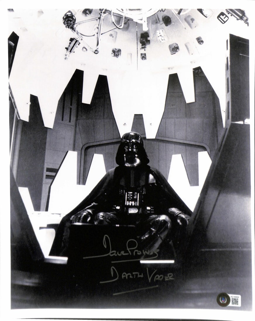 Autographed 11x14 Photo of David Prowse as Darth Vader Beckett 10 LOA: Autographed 11x14 Photo of David Prowse as Darth Vader Beckett 10 LOA This is an original 11x14 inch black and white photograph signed by David Prowse, who portrayed Darth Vader in Star Wars. The auto