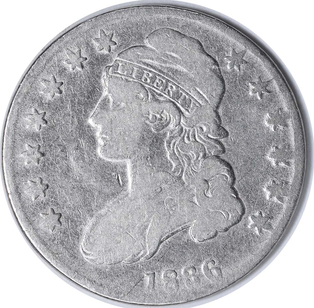 1836 Bust Half Dollar Lettered Edge Silver Coin F (1 of 2)