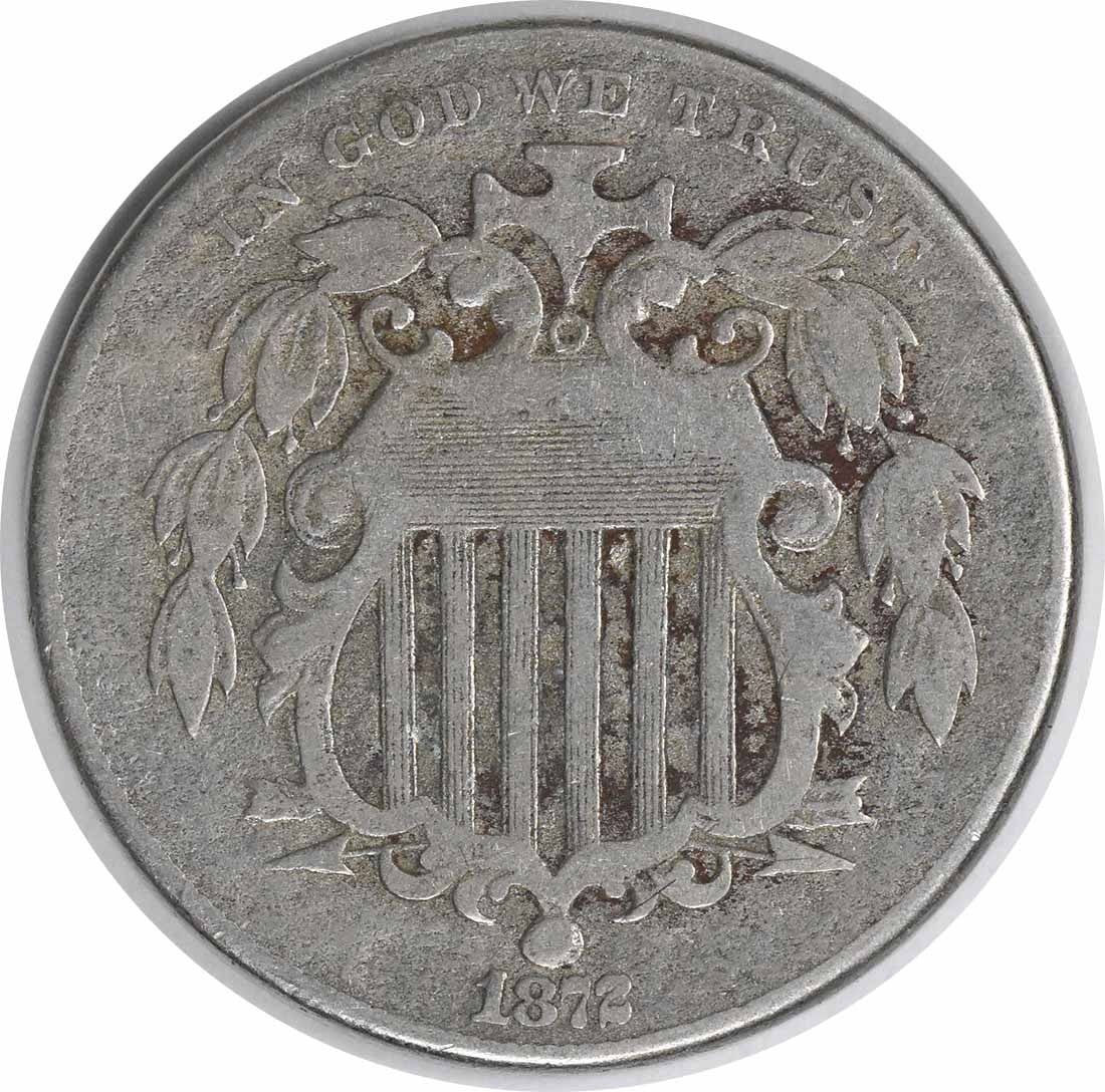 1872 Philadelphia Shield 5C Nickel Coin VF Uncertified (1 of 2)