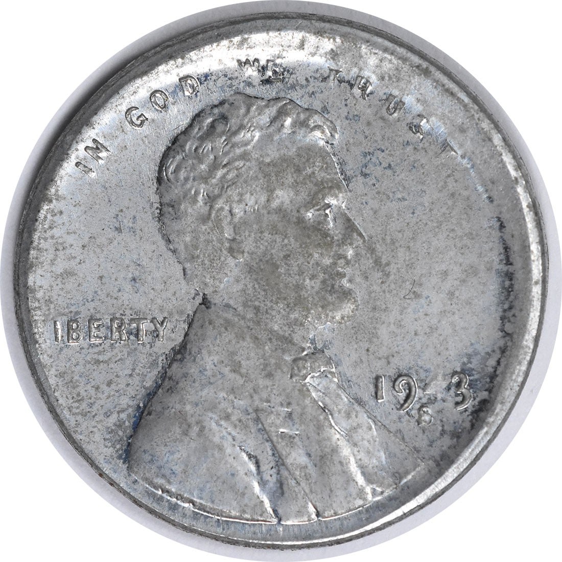 1943-S Lincoln Steel Cent Off Center AU Uncertified Coin: 1943-S Lincoln Steel Cent Off Center AU Uncertified Coin This 1943-S Lincoln Cent features a steel composition with a zinc coating, making it a unique piece from a notable year in coinage history. Str