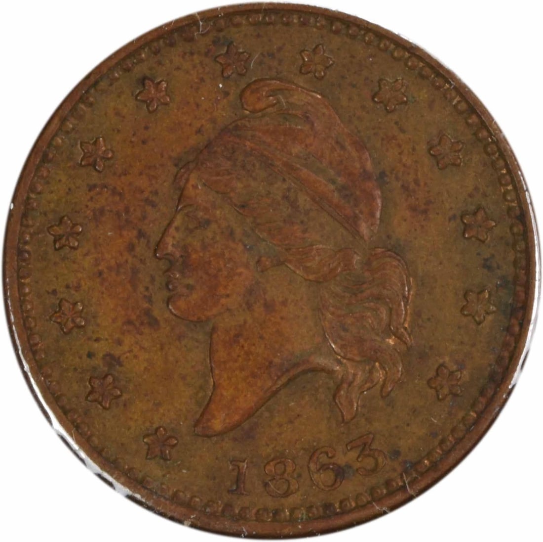 Uncirculated 1863 Patriotic French Liberty Civil War Token Uncertified (1 of 2)