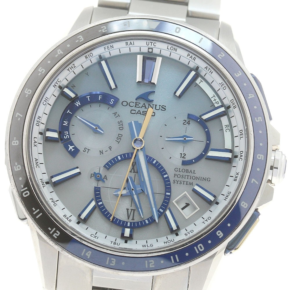 CASIO Oceanus Titanium Solar Radio Controlled Men's Wristwatch: CASIO Oceanus Titanium Solar Radio Controlled Men's Wristwatch This CASIO Oceanus OCW-G1100C-7AJF is a men's wristwatch featuring a titanium case and band with a blue gradient dial. The watch is power