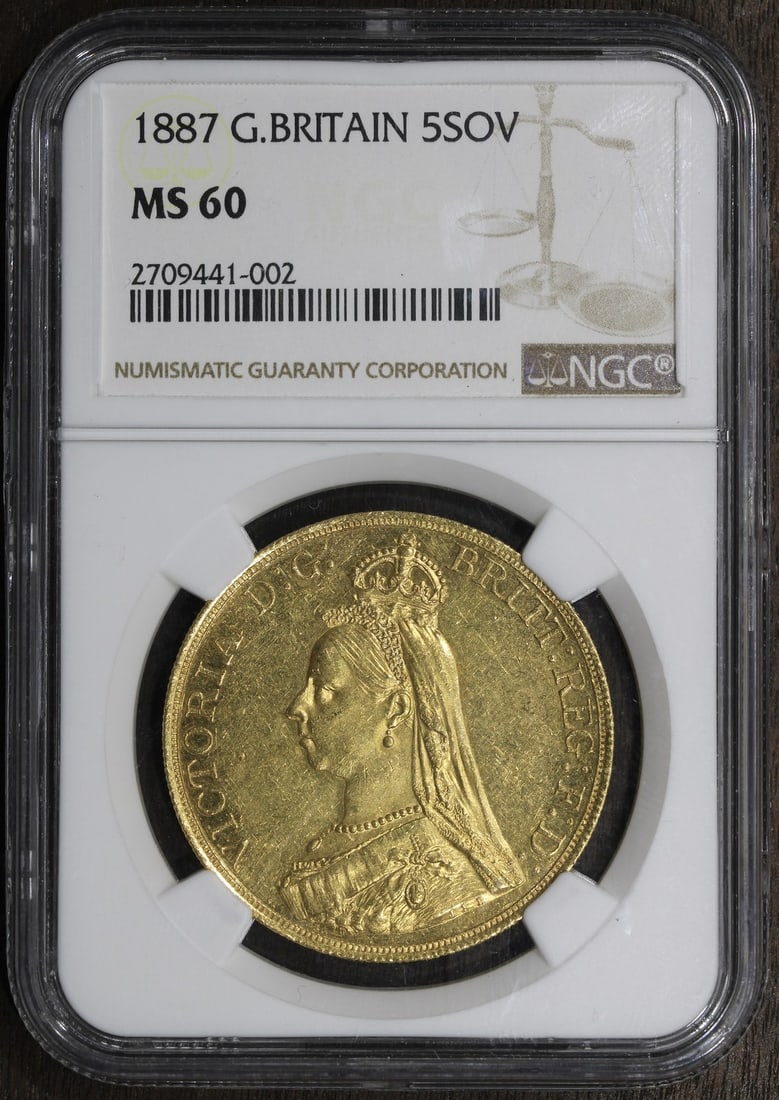 Great Britain 1887 Gold Five Sovereign NGC MS60 (1 of 2)