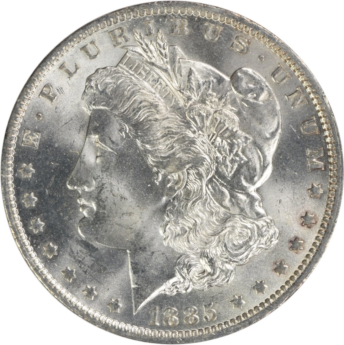 Uncirculated 1885-O Morgan Dollar Silver Choice BU Uncertified: Uncirculated 1885-O Morgan Dollar Silver Choice BU Uncertified This 1885-O Morgan Silver Dollar is a Choice Brilliant Uncirculated (BU) coin, struck at the New Orleans Mint. Featuring its original sil