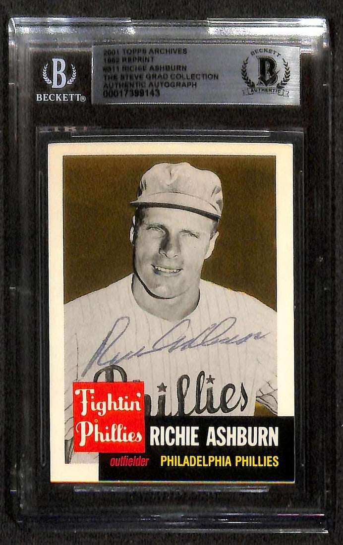Beckett Slabbed Richie Ashburn 2001 Topps Archives Reprint Autograph Card (1 of 1)
