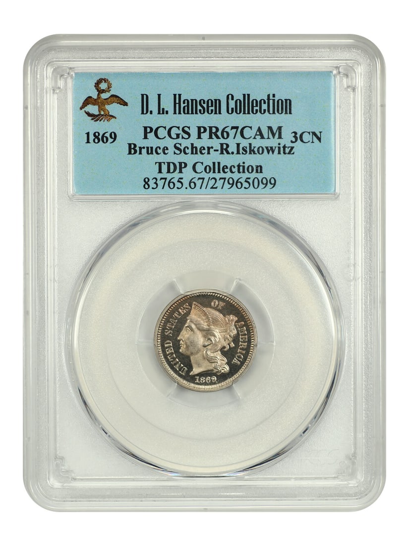 PCGS PR67CAM 1869 Three Cent Nickel 3CN Proof Coin (1 of 6)