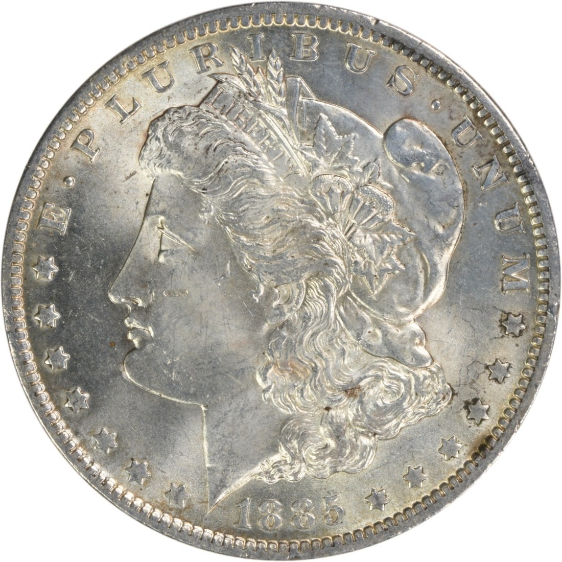 Choice BU 1885-O Silver Dollar Uncertified Morgan Coin: Choice BU 1885-O Silver Dollar Uncertified Morgan Coin This is an 1885-O Morgan Silver Dollar from the United States, featuring the New Orleans mint mark. The coin is composed of silver and is graded 