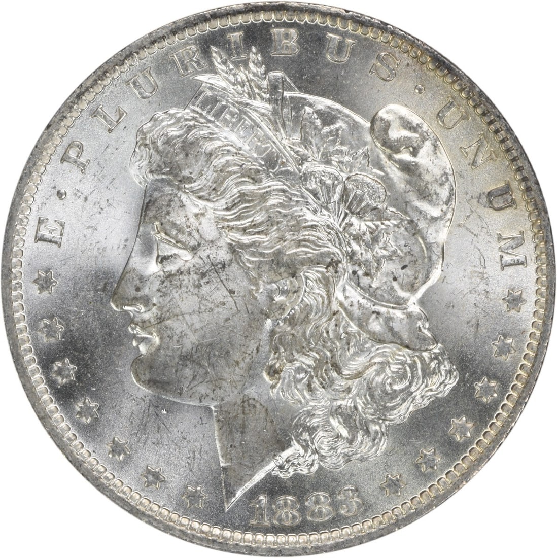 Uncirculated 1883 O Silver Dollar Morgan Choice BU Uncertified: Uncirculated 1883 O Silver Dollar Morgan Choice BU Uncertified This 1883-O Morgan Silver Dollar is a Choice Brilliant Uncirculated coin from the New Orleans Mint. It is composed of silver and remains 