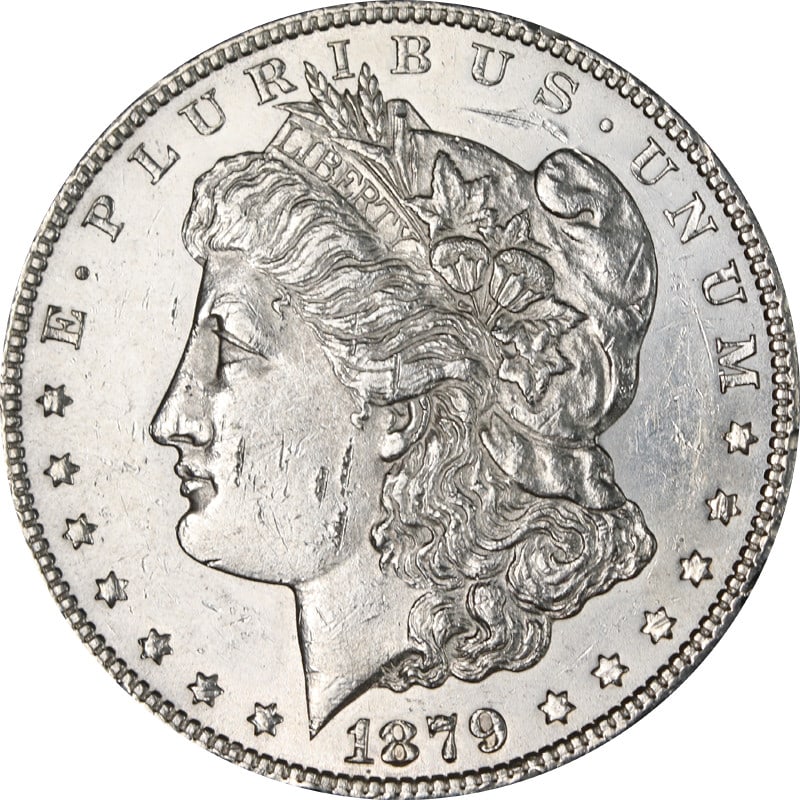 1879 S Morgan Silver Dollar Rev 78: 1879 S Morgan Silver Dollar Rev 78 This is a circulated 1879-S Reverse of 1878 Morgan Silver Dollar from the United States. Composed of 90% silver, this pre-owned coin was minted in San Francisco and 