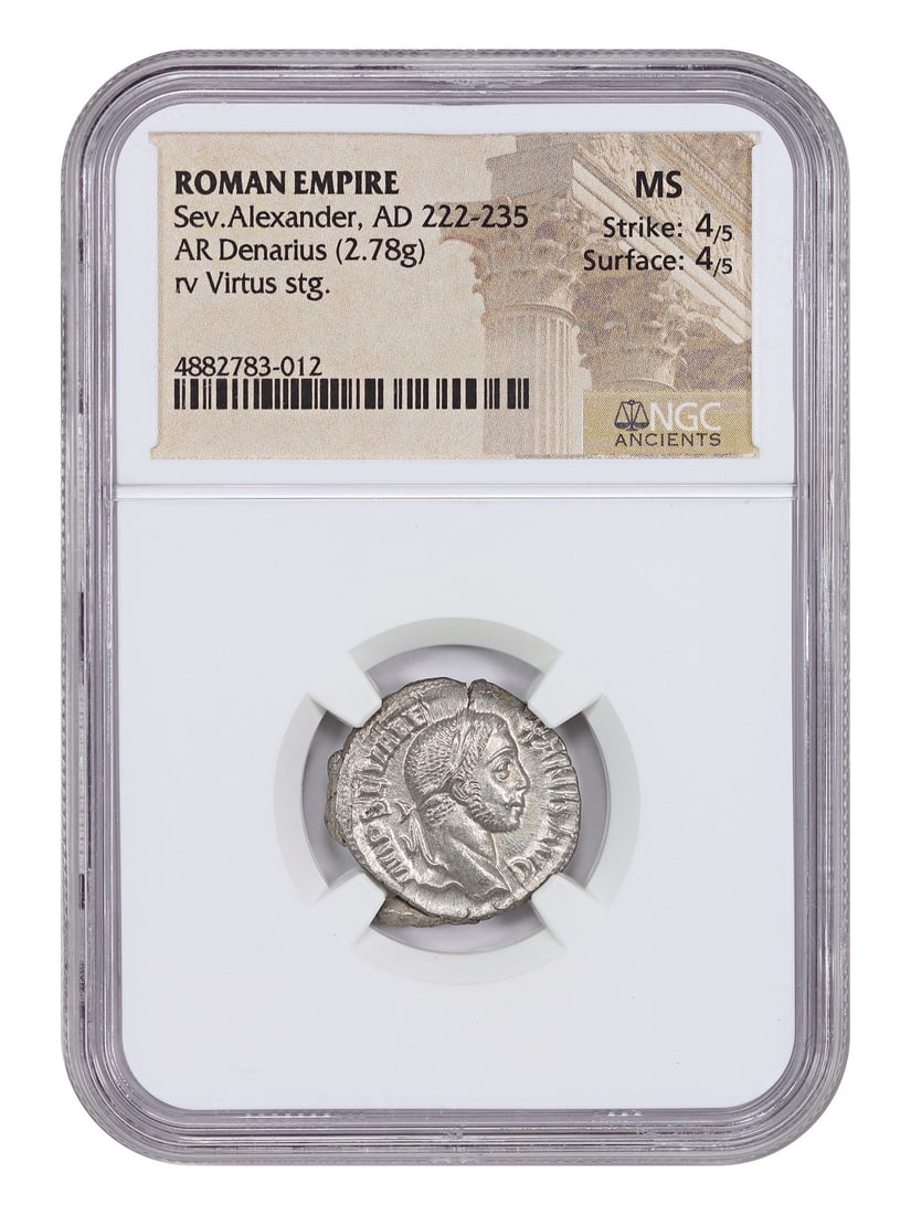 NGC MS Ancient Roman AR Denarius of Severus Alexander 2.78g (1 of 4)