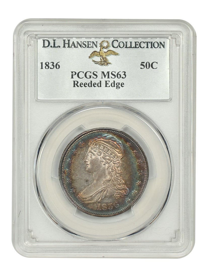 1836 Capped Bust Half Dollar 50C Reeded Edge PCGS MS63 ex D.L. Hansen (1 of 4)