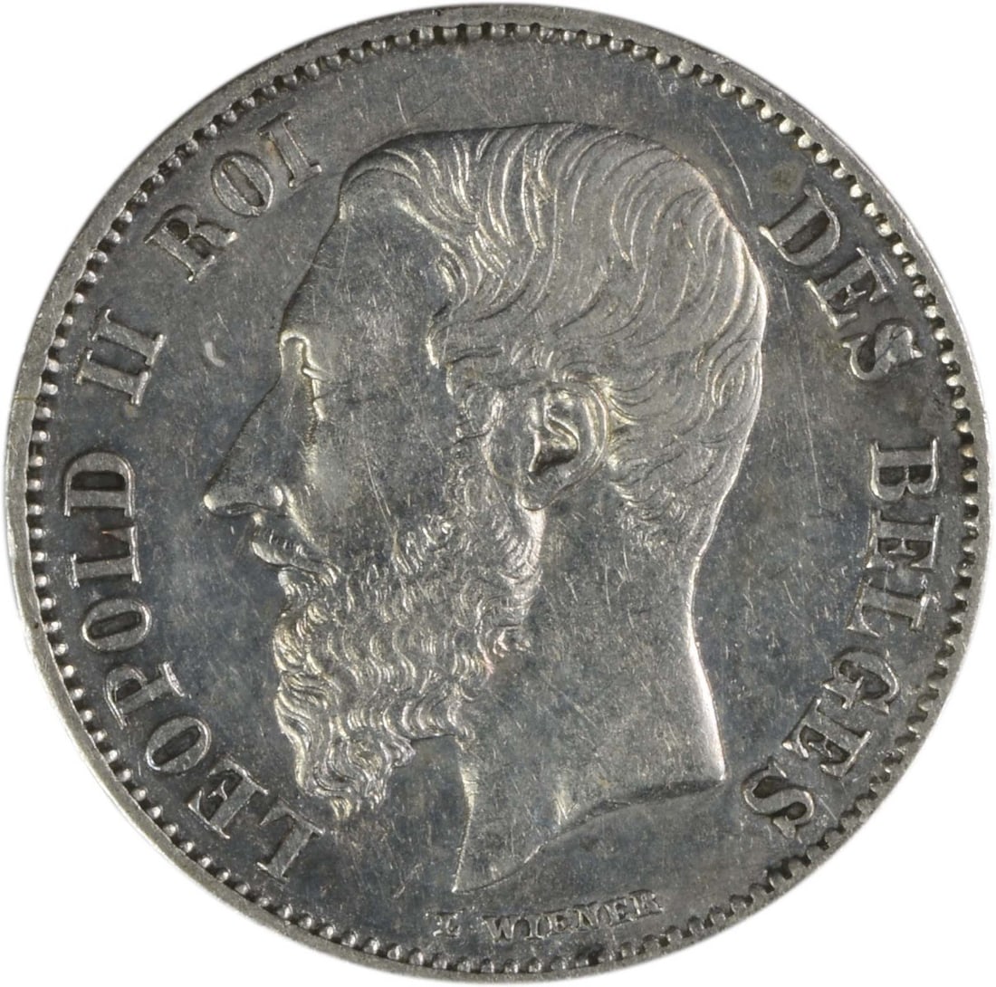 50 Centimes Silver Coin Belgium 1866 KM26 EF Uncertified (1 of 2)