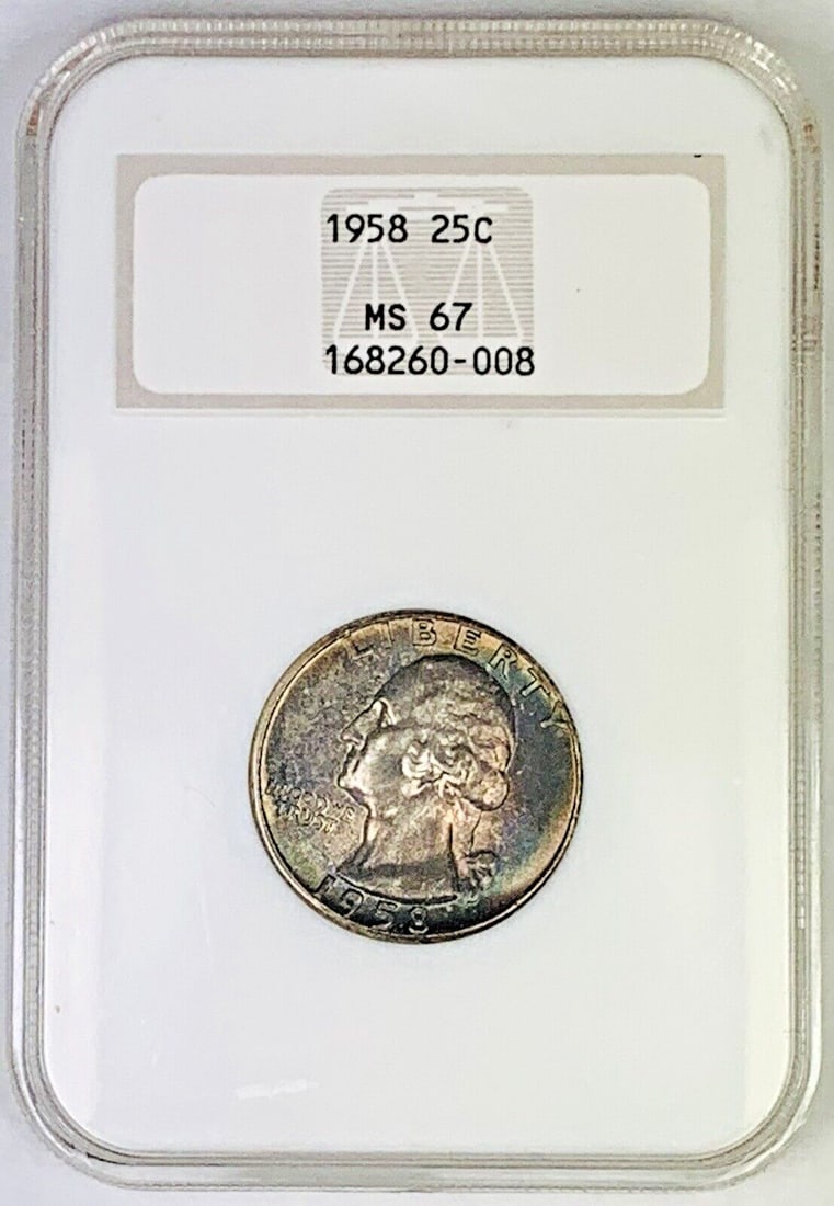 1958 Silver Washington Quarter MS 67 NGC Fatty Holder Toned (1 of 2)