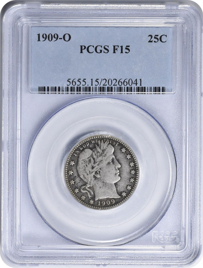 1909-O Barber Silver Quarter F15 PCGS Certified 90% Silver (1 of 2)