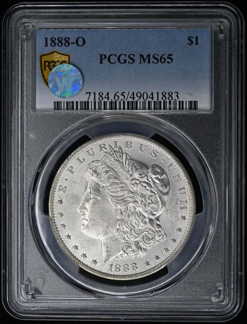 1888-O Morgan Dollar PCGS MS65 Uncirculated New Orleans Mint: 1888-O Morgan Dollar PCGS MS65 Uncirculated New Orleans Mint This 1888-O Morgan Dollar is a striking piece, graded MS65 by PCGS, indicating it is in uncirculated condition. Minted in New Orleans, this