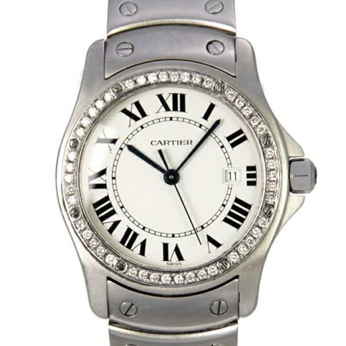 Cartier quartz diamond stainless steel Santos Ronde Cougar wristwatch 1561 1 (1 of 5)