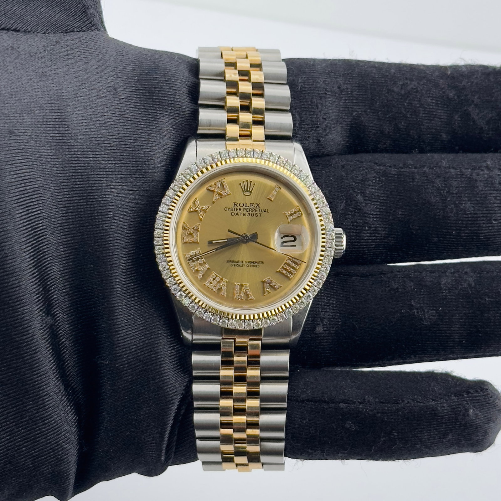 Rolex Datejust 1601 Champagne Roman Diamond Dial Jubilee Bracelet AM (1 of 3)