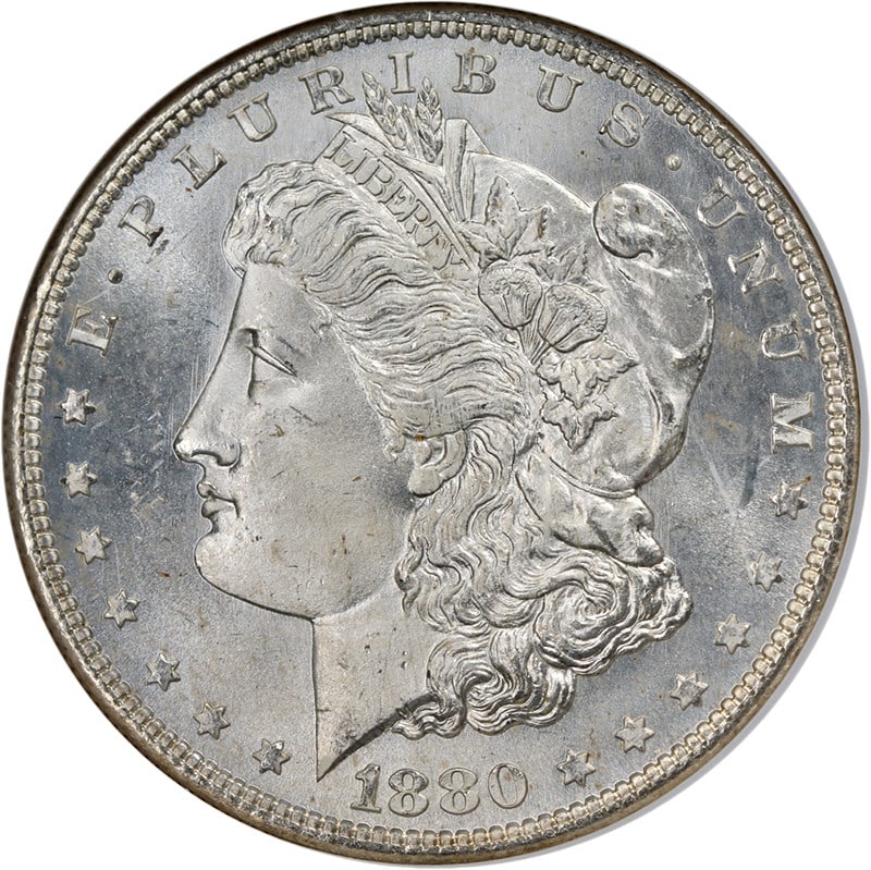 NGC MS66 1880-S Morgan Dollar Uncirculated Silver Coin Blast White Luster: NGC MS66 1880-S Morgan Dollar Uncirculated Silver Coin Blast White Luster This original 1880-S Morgan Silver Dollar is certified by NGC with a grade of MS66. The coin features a blast white appearance