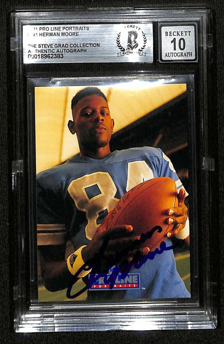 1991 Pro Line Portraits Herman Moore rookie card BAS Auto 10 (1 of 1)