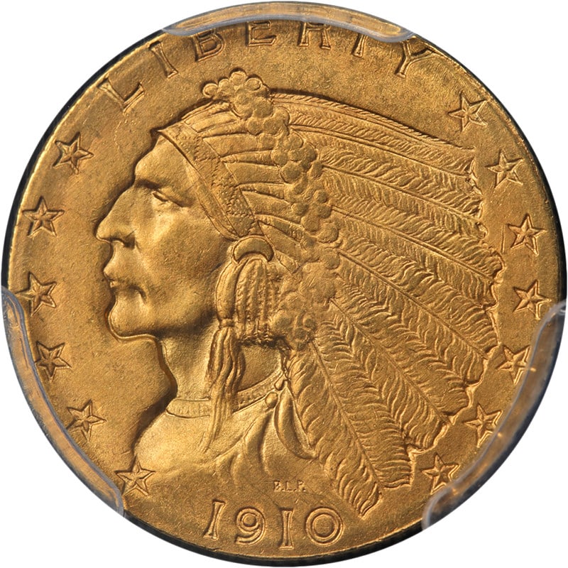 PCGS MS65 1910 Indian Head $2.50 Gold Coin (1 of 4)