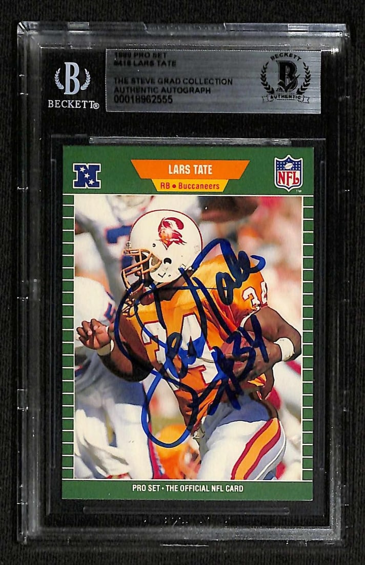 Beckett Slabbed Lars Tate 1989 Pro Set Buccaneers Rookie Card Auto (1 of 1)