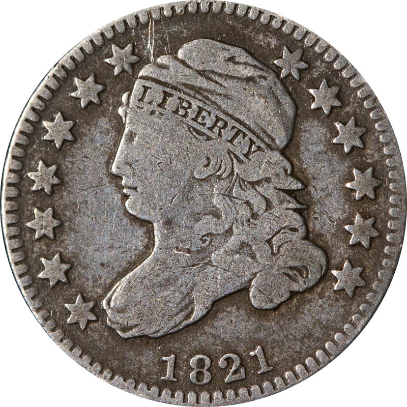 1821 Silver Bust Dime with Scratches (1 of 2)
