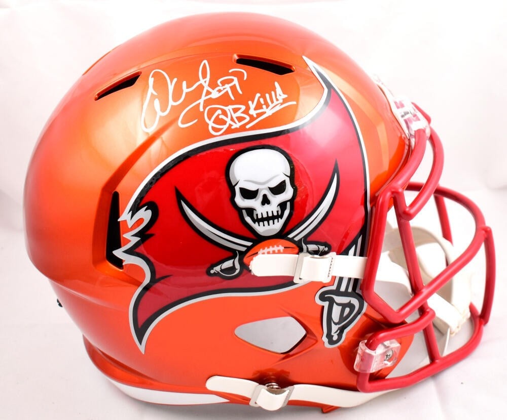 Warren Sapp Autographed Tampa Bay Buccaneers Full Size Flash Speed Helmet Beckett: Warren Sapp Autographed Tampa Bay Buccaneers Full Size Flash Speed Helmet Beckett This is an original Tampa Bay Buccaneers full-size Flash Speed helmet signed by Warren Sapp. It is identified as a foo