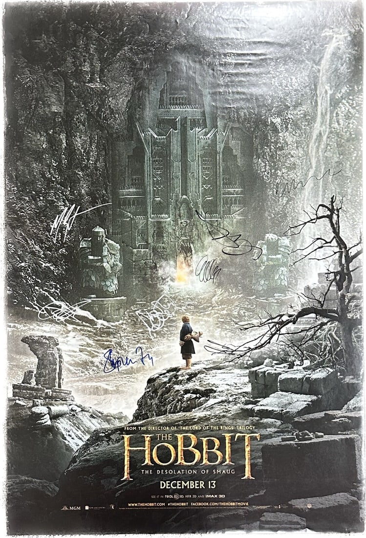 The Hobbit Desolation of Smaug Cast Signed Poster 9 Signatures Beckett LOA (1 of 1)