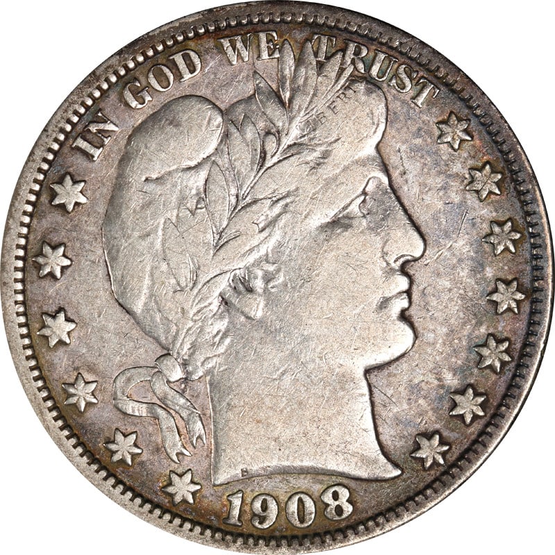 United States 1908 D Barber Silver Half Dollar Coin (1 of 2)