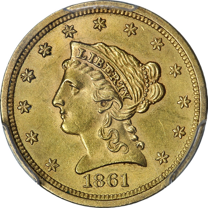 PCGS MS63 1861 Philadelphia Liberty $2.50 Gold Coin New Reverse (1 of 4)