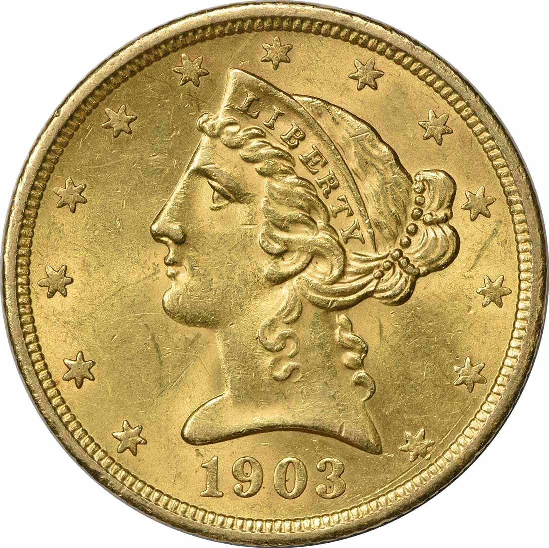 1903-S Liberty Head $5 Gold Coin BU Uncertified (1 of 2)