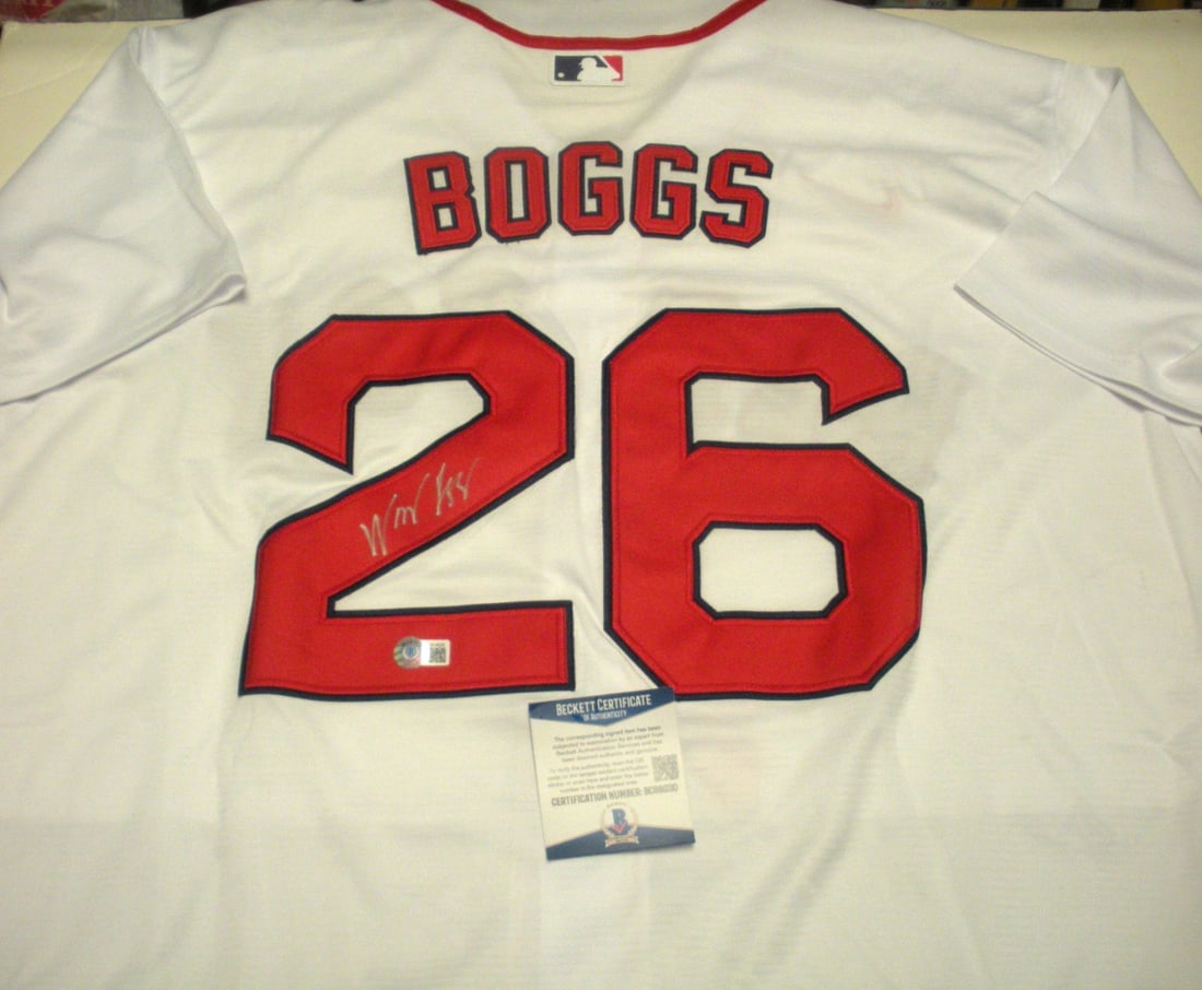 Signed Nike Boston Red Sox Wade Boggs jersey Beckett COA: Signed Nike Boston Red Sox Wade Boggs jersey Beckett COA This is an official licensed Nike Boston Red Sox jersey signed by Wade Boggs. The jersey comes with Beckett Certificate of Authenticity (COA) a