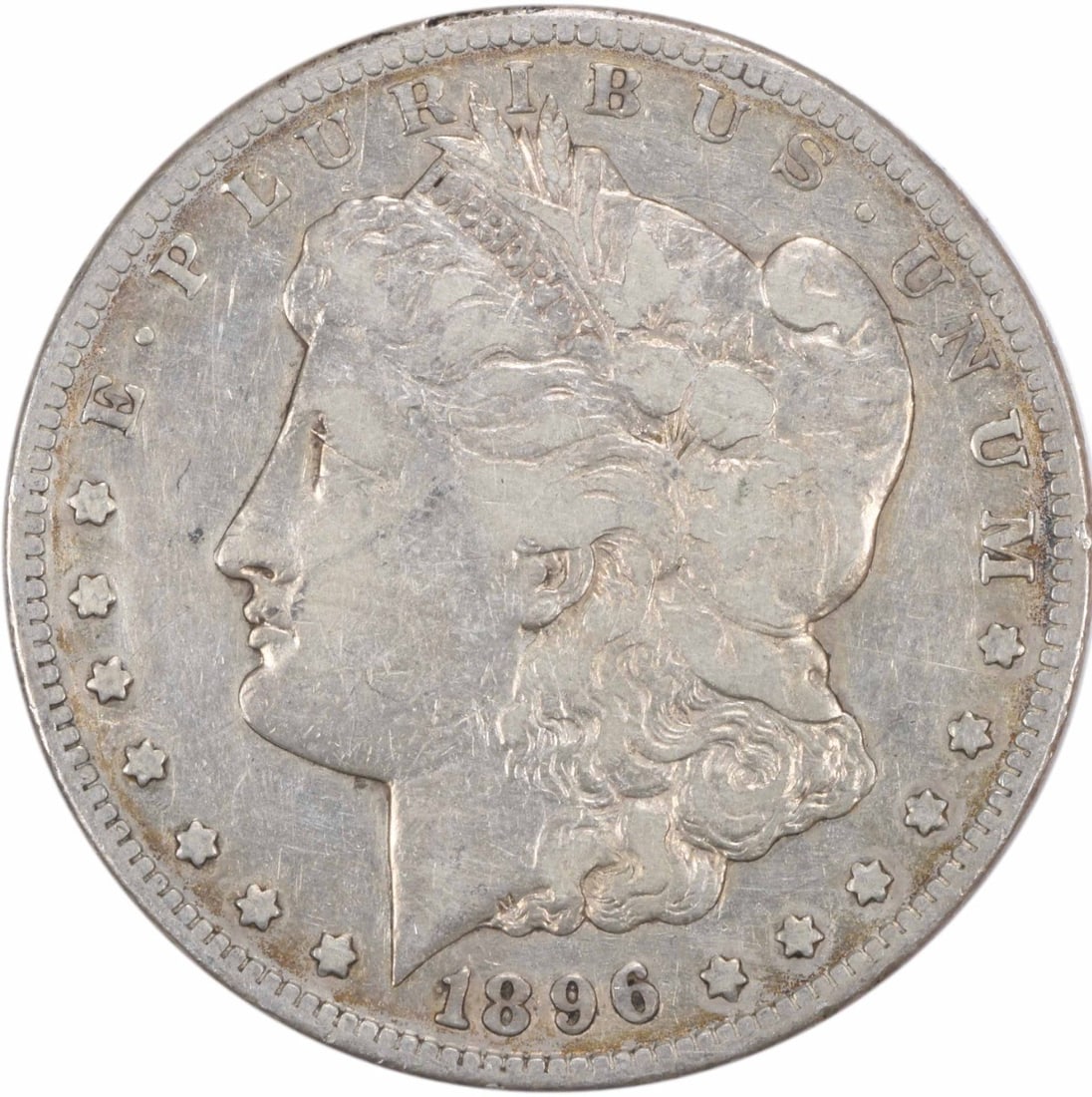 1896-S Morgan Silver Dollar VF 90% Silver San Francisco: 1896-S Morgan Silver Dollar VF 90% Silver San Francisco This 1896-S Morgan Silver Dollar is a remarkable piece of numismatic history, showcasing the artistry of designer George T. Morgan. This coin fe