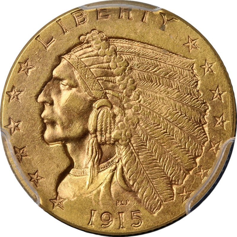 1915 $2.50 Indian Head Gold Coin PCGS MS62 (1 of 4)
