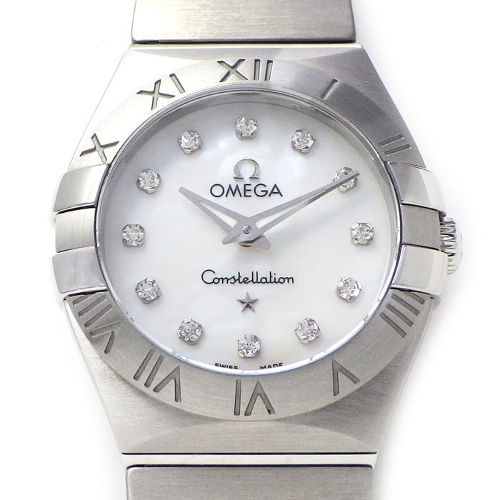 OMEGA Constellation Quartz Diamond Dial Steel Ladies Watch: OMEGA Constellation Quartz Diamond Dial Steel Ladies Watch This OMEGA Constellation 123.10.24.60.55.001 is a sophisticated ladies wristwatch crafted in Switzerland. Designed for women, it features the