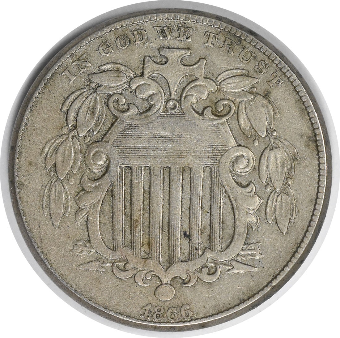 1866 5C Shield Nickel With Rays VF Philadelphia Uncertified (1 of 2)