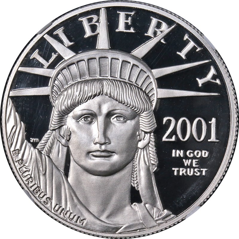 NGC PF70 Ultra Cameo 2001-W $100 Platinum Eagle Coin Brown Label (1 of 4)