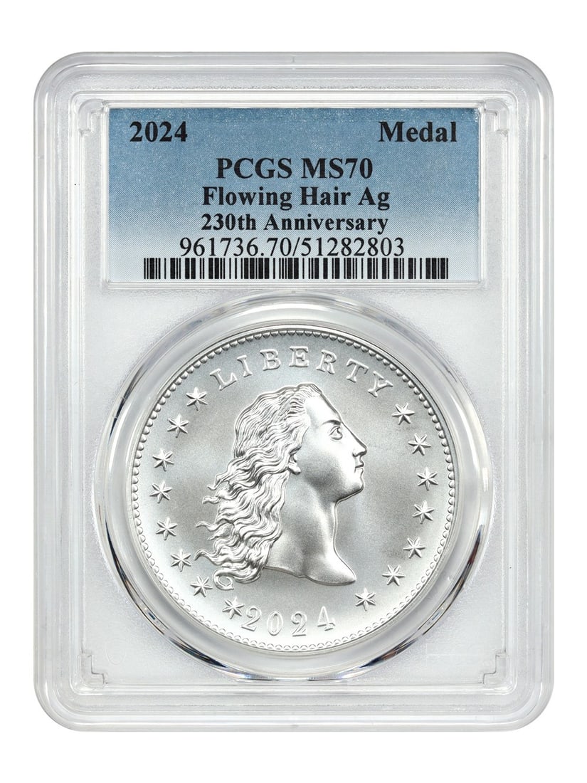 PCGS MS70 2024 Flowing Hair Silver Medal 230th Anniversary (1 of 4)