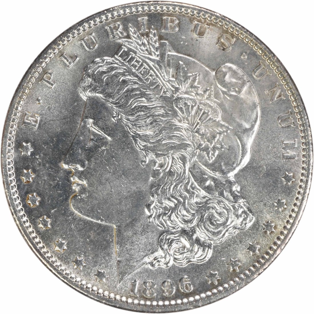 Choice BU 1896 Silver Dollar Morgan Uncirculated Uncertified No Mint Mark: Choice BU 1896 Silver Dollar Morgan Uncirculated Uncertified No Mint Mark This 1896 Morgan Silver Dollar is a Choice Brilliant Uncirculated (BU) coin, ungraded and uncertified. It is composed of silve