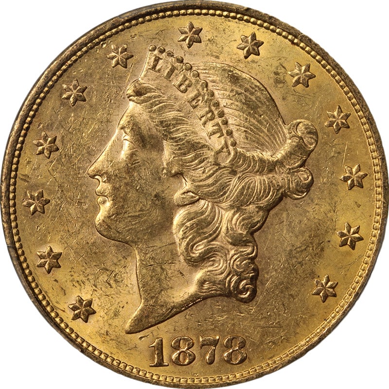 PCGS MS61 1878-S Liberty Head $20 Gold Coin (1 of 4)