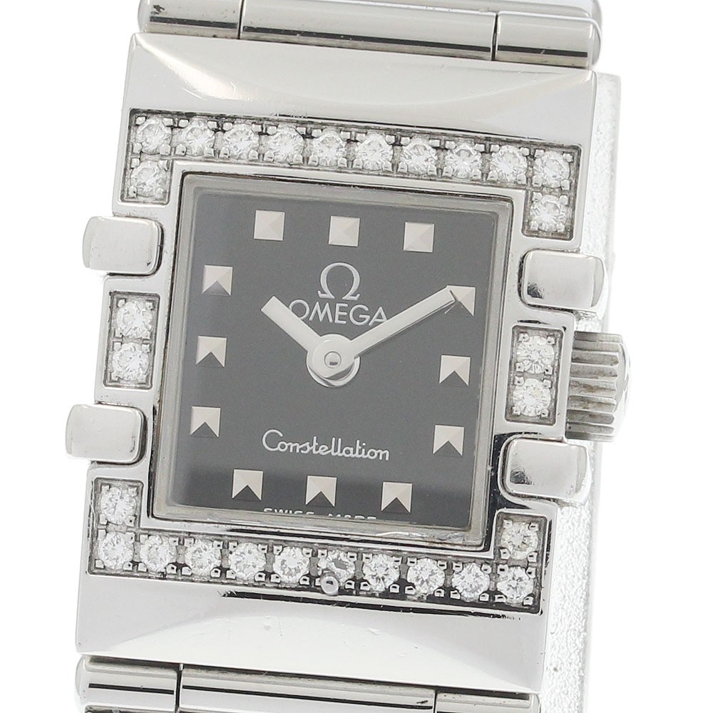 Omega Constellation Quadra 1537.51 Quartz Steel Ladies Watch: Omega Constellation Quadra 1537.51 Quartz Steel Ladies Watch This OMEGA Constellation Quadra wristwatch for women features a stainless steel case and bracelet with a black dial. The watch operates wit