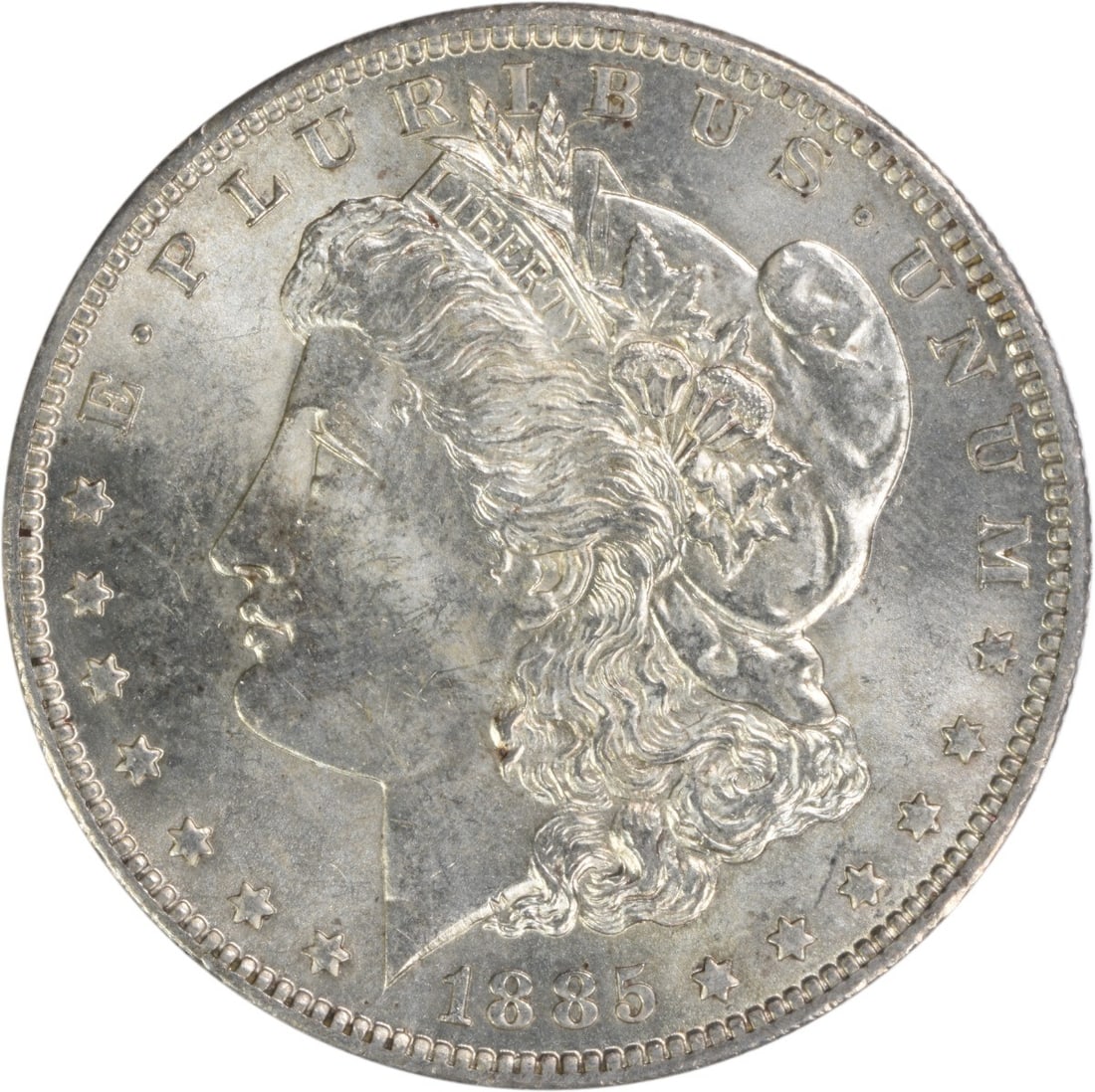 Uncirculated 1885 O Silver Morgan Dollar Choice BU Grade Uncertified: Uncirculated 1885 O Silver Morgan Dollar Choice BU Grade Uncertified This is an 1885-O Morgan Silver Dollar from the United States. The coin is uncirculated and is graded as Choice Brilliant Uncircula