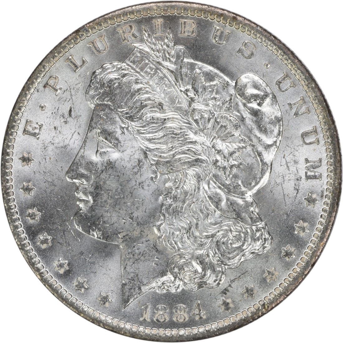 Uncirculated 1884-O Silver Dollar Morgan Type Brilliant Uncertified US Coin: Uncirculated 1884-O Silver Dollar Morgan Type Brilliant Uncertified US Coin This is an 1884-O Morgan Silver Dollar in Brilliant Uncirculated (BU) condition. The coin is uncertified and features the 'O