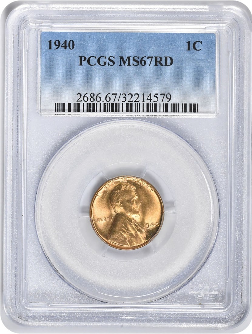 1940-P Lincoln Cent MS67RD PCGS Uncirculated Coin: 1940-P Lincoln Cent MS67RD PCGS Uncirculated Coin This stunning 1940-P Lincoln Cent is graded MS67RD by PCGS, showcasing exceptional quality in uncirculated condition. Minted in Philadelphia, this coi